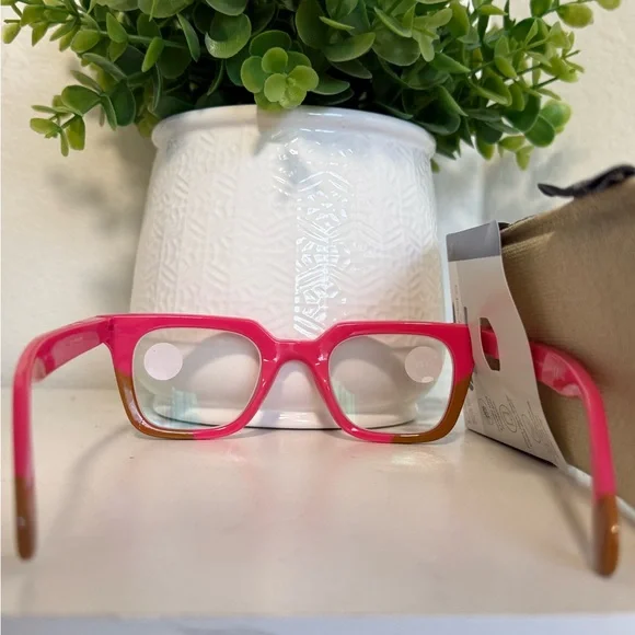 peepers blue light filtering pink tortoise frame reader glasses. +1.25. - Picture 3 of 5